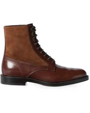 Brunello Cucinelli Polished Calfskin And Suede Boots - Brown