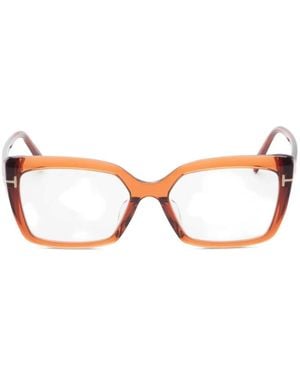 Tom Ford T-Logo Geometric-Frame Glasses - Orange