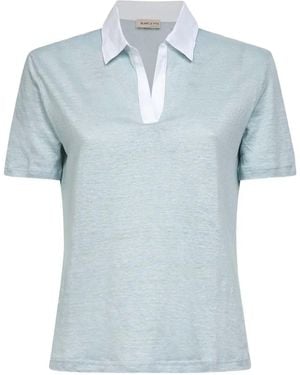 Blanca Vita Popeline T-Shirt Met V-Hals - Blauw