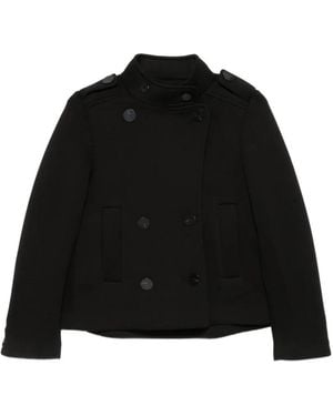 Psophia Double-Breasted Epaulette Coat - Black