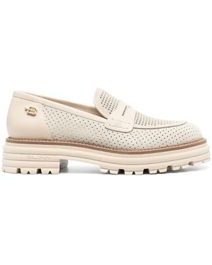 Baldinini Bead-Detail Suede Loafers - Natural