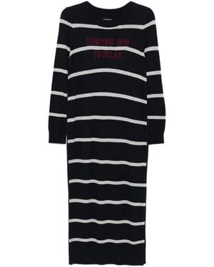 Marc O' Polo Stripe-Pattern Crew-Neck Midi Dress - Black