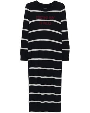 Marc O' Polo Stripe-Pattern Crew-Neck Midi Dress - Black