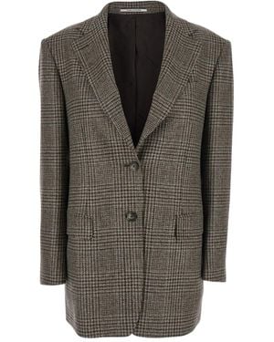Tagliatore Cecily Checked Single-Breasted Blazer - Gray