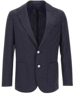 Barba Napoli Peaked-Lapels Button-Fastening Blazer - Blue