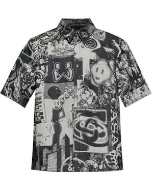 CASABLANCA Rave Collage Denim Shirt - Grey