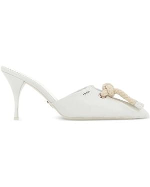 Prada Mules À Détail Noué 85 Mm - Blanc