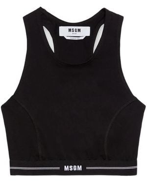 MSGM Racerback Striped Tank Top - Black