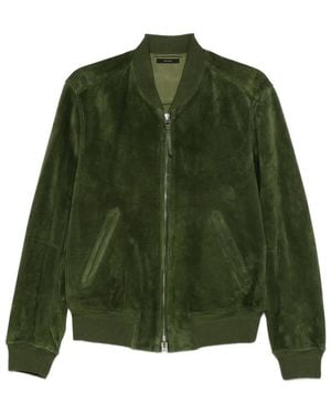 Tom Ford Perforated Suede Bomber Jacket - Green