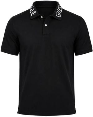 Guess Polo Con Logo Estampado - Negro