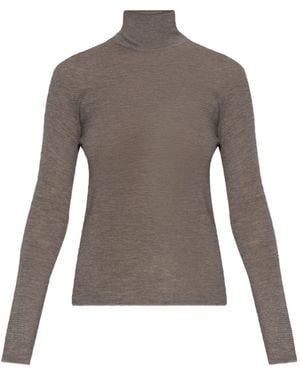 Lisa Yang Carolyn Turtleneck Long-Sleeve Top - Grey