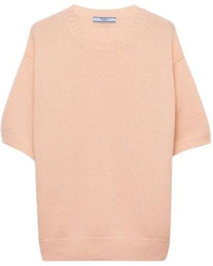 Prada Short-Sleeve Crew-Neck Jumper - Natural