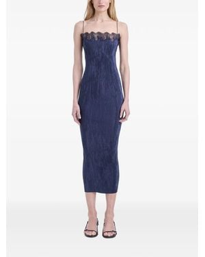 FFORME Lumie Lace-Trimmed Plissé Dress - Blue