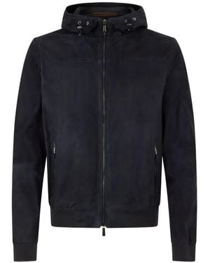 Moorer Hooded Bomber Jacket - Blue