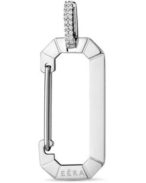 Eera Pendiente Chiara Pequeño En Oro Amarillo De 18 Ct Con Diamantes - Blanco