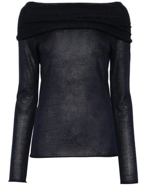 Roberto Collina Off-The-Shoulder Semi-Sheer Sweater - Black