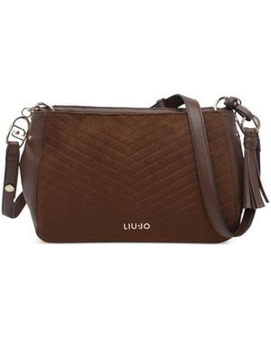Liu Jo Chevron-Quilted Tassel Shoulder Bag - Brown