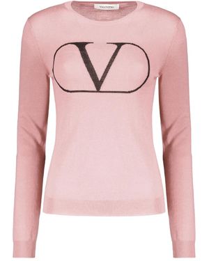 Valentino Garavani Logo-Detail Ribbed Sweater - Pink