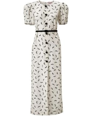 Carolina Herrera Vestido Midi Good Girl De Seda Con Estampado De Zapato - Blanco