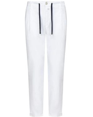 Hand Picked Pantalones con cordones en la cintura - Blanco
