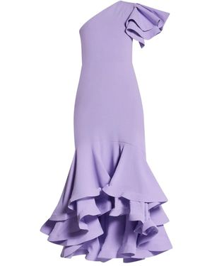 No Pise La Grama One-Shoulder Ruffled Maxi Dress - Purple