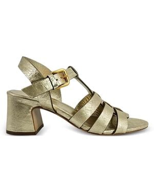 Madison Maison Gladiator Block-Heel Sandals - Metallic