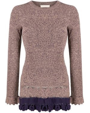 Ulla Johnson Ribbed Ruffle-Trim Jumper - Brown