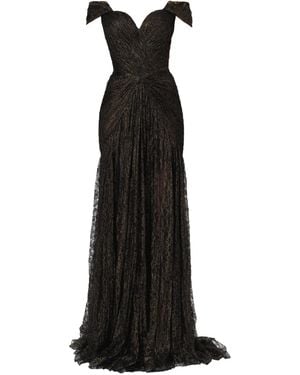 IRIS SERBAN Off-Shoulder Pleated Dress - Black