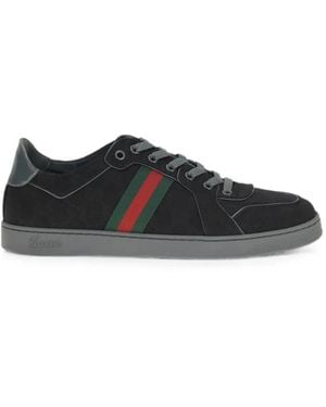 Gucci Gg Web-Stripe Sneakers - Black