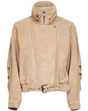 Blanca Vita Belted Suede Jacket - Natural