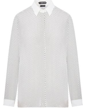 Tom Ford Geometric-Print Silk Shirt - White