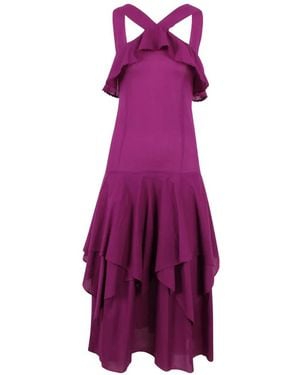Filippa K Ruffled Tiered Midi Dress - Purple