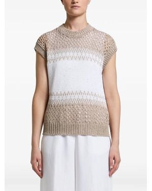 Peserico Pullover Mit Pailletten - Weiß