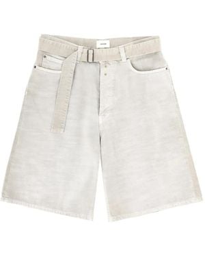 Haikure Belted Denim Shorts - White