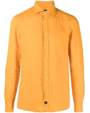 Fay Chemise En Lin À Manches Longues - Orange