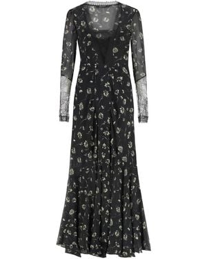 Etro Floral-Print Lace-Trimmed Maxi Dress - Black