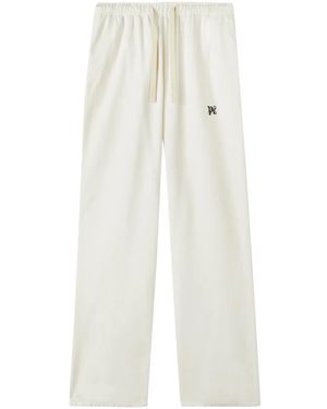 Palm Angels Off- Jogging Trousers With Monogram - White