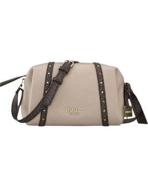 Liu Jo Monogram-Print Studded Crossbody Bag - Brown
