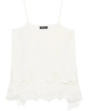 Fabiana Filippi V-Neck Lace-Trim Asymmetric Top - White