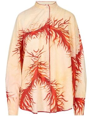 F.R.S For Restless Sleepers Areto. Broderie-Anglaise Coral-Print Shirt - Pink