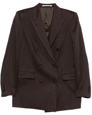 Tagliatore Pinstripe Double-Breasted Blazer - Brown