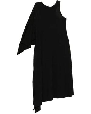 Yohji Yamamoto Asymmetric Draped Dress - Black