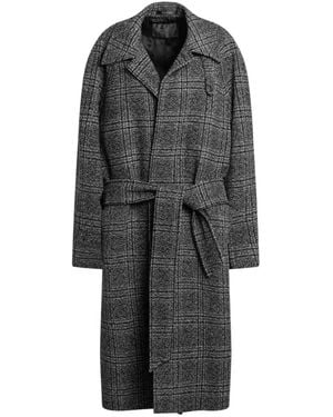 Balenciaga Checked Belted Coat - Gray