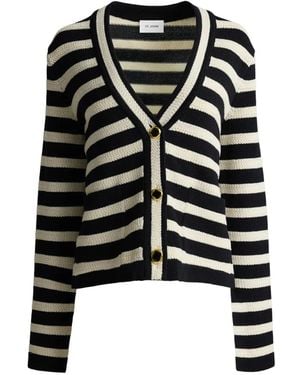 St. John Stripe Knit Cardigan - Black