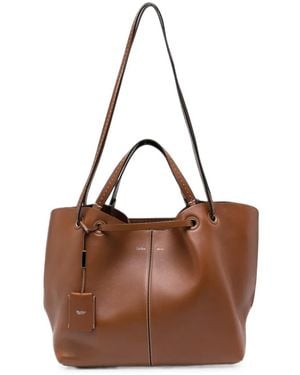 Max Mara Contrast-Stitching Tote Bag - Brown