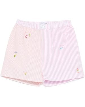 Maison Labiche Striped Embroidery Shorts - Pink