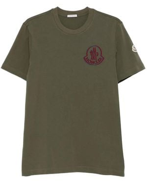 Moncler T-Shirt mit Logo-Stickerei - Grün