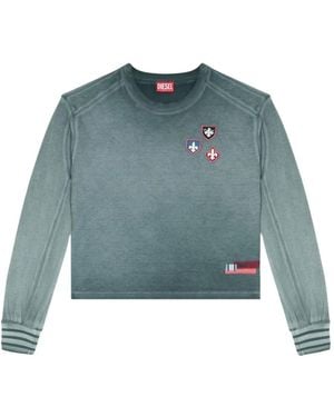 DIESEL T-Shirt With Patches And Microwaffle Inserts - Blue