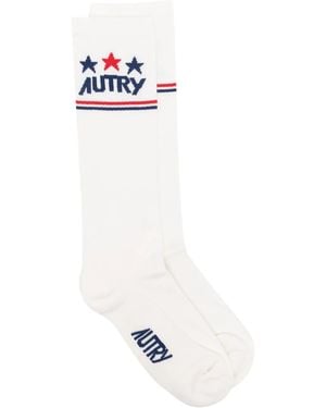 Autry Jacquard-Logo Socks - White