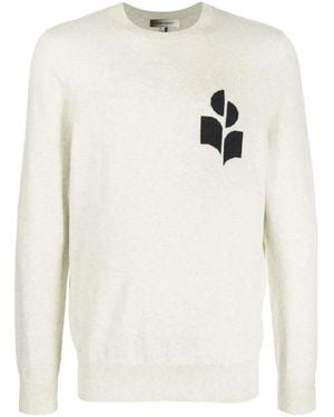 Isabel Marant Evans Wool Blend Logo Jumper - White